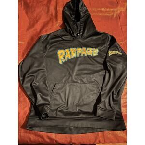 Boombah Hoodie Mens L Rampage Graphic Hooded Pullover Kangaroo Pocket Black
